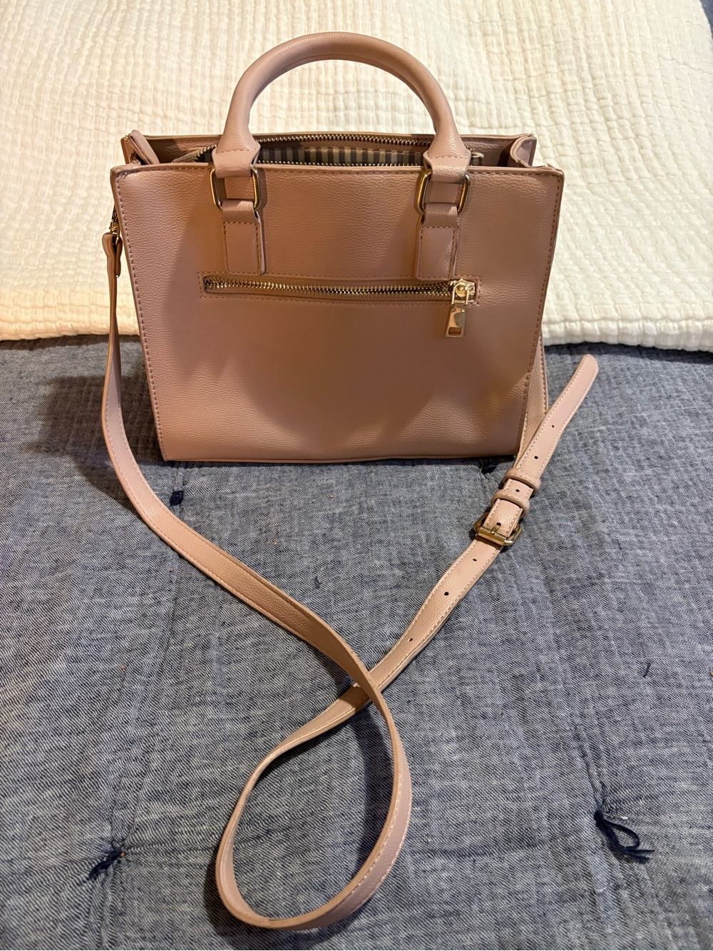 Miztique Blush Pink Structured Satchel with Adjustable Strap